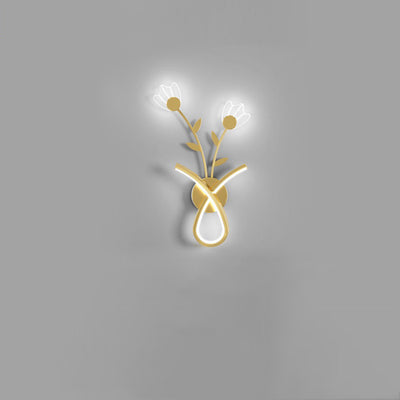 Modern Minimalist Line Flower Iron Frame Acrylic LED Wall Sconce Lamp For Bedroom