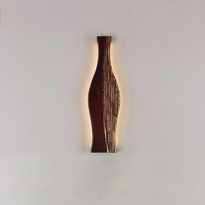 Traditional Japanese Vase Shape Wood Aluminum Silicone LED Wall Sconce Lamp For Living Room