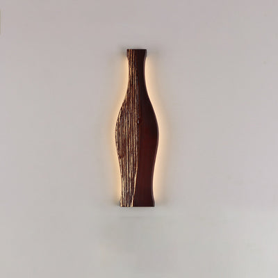 Traditional Japanese Vase Shape Wood Aluminum Silicone LED Wall Sconce Lamp For Living Room