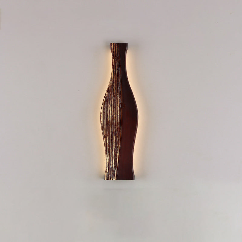 Traditional Japanese Vase Shape Wood Aluminum Silicone LED Wall Sconce Lamp For Living Room