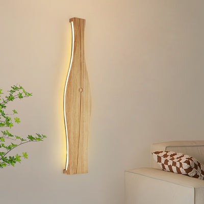 Traditional Japanese Vase Shape Wood Aluminum Silicone LED Wall Sconce Lamp For Living Room