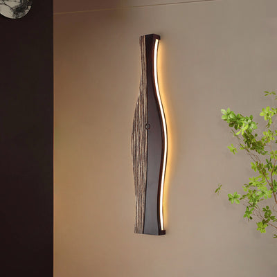 Traditional Japanese Vase Shape Wood Aluminum Silicone LED Wall Sconce Lamp For Living Room