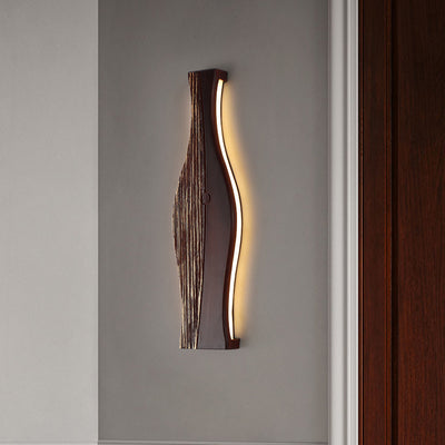 Traditional Japanese Vase Shape Wood Aluminum Silicone LED Wall Sconce Lamp For Living Room