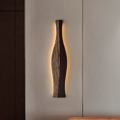 Traditional Japanese Vase Shape Wood Aluminum Silicone LED Wall Sconce Lamp For Living Room