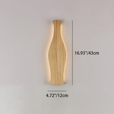 Traditional Japanese Vase Shape Wood Aluminum Silicone LED Wall Sconce Lamp For Living Room