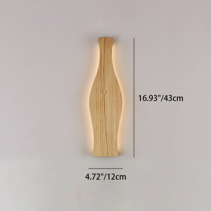 Traditional Japanese Vase Shape Wood Aluminum Silicone LED Wall Sconce Lamp For Living Room