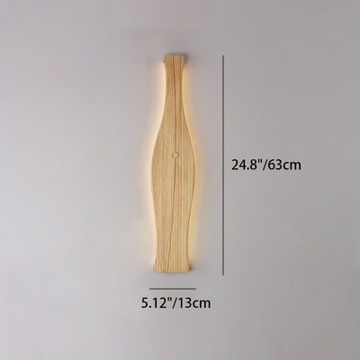 Traditional Japanese Vase Shape Wood Aluminum Silicone LED Wall Sconce Lamp For Living Room