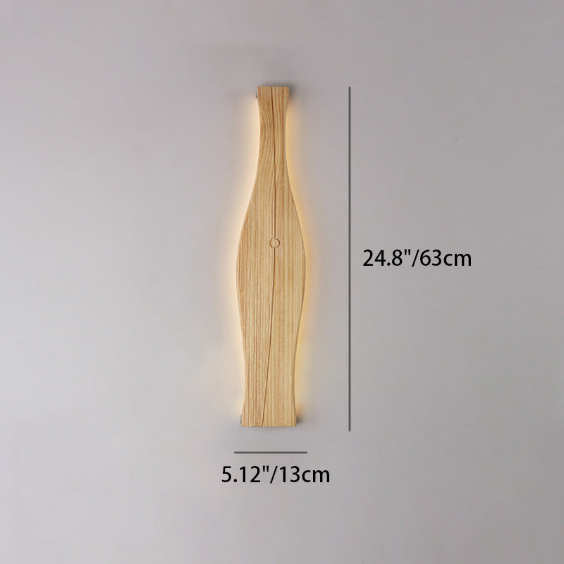 Traditional Japanese Vase Shape Wood Aluminum Silicone LED Wall Sconce Lamp For Living Room