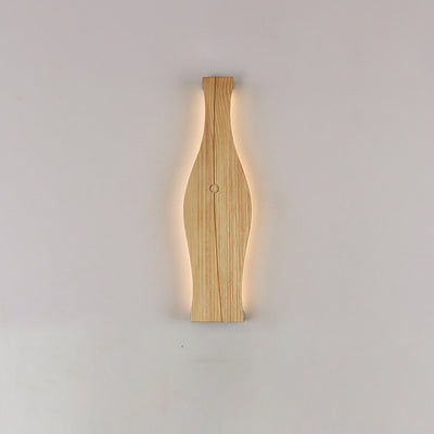 Traditional Japanese Vase Shape Wood Aluminum Silicone LED Wall Sconce Lamp For Living Room