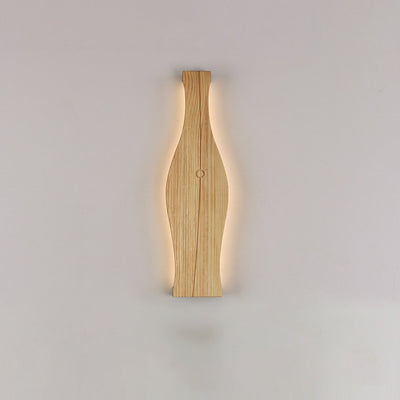 Traditional Japanese Vase Shape Wood Aluminum Silicone LED Wall Sconce Lamp For Living Room