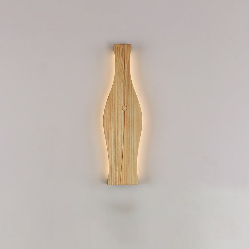 Traditional Japanese Vase Shape Wood Aluminum Silicone LED Wall Sconce Lamp For Living Room