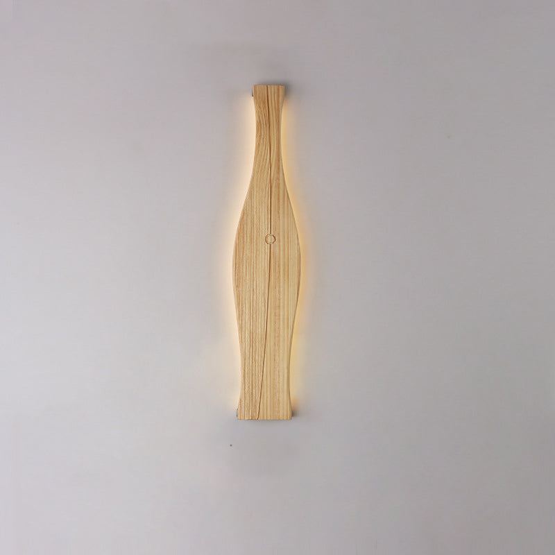 Traditional Japanese Vase Shape Wood Aluminum Silicone LED Wall Sconce Lamp For Living Room