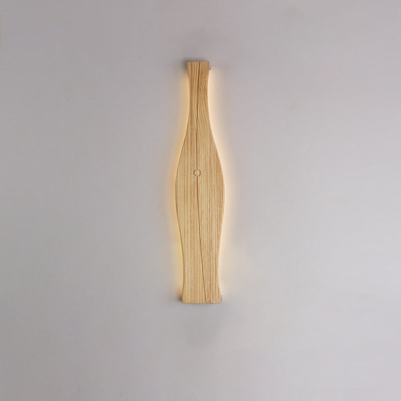 Traditional Japanese Vase Shape Wood Aluminum Silicone LED Wall Sconce Lamp For Living Room