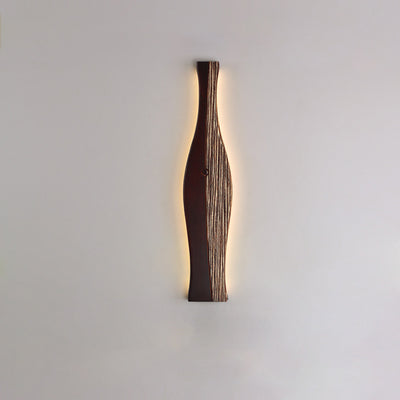 Traditional Japanese Vase Shape Wood Aluminum Silicone LED Wall Sconce Lamp For Living Room