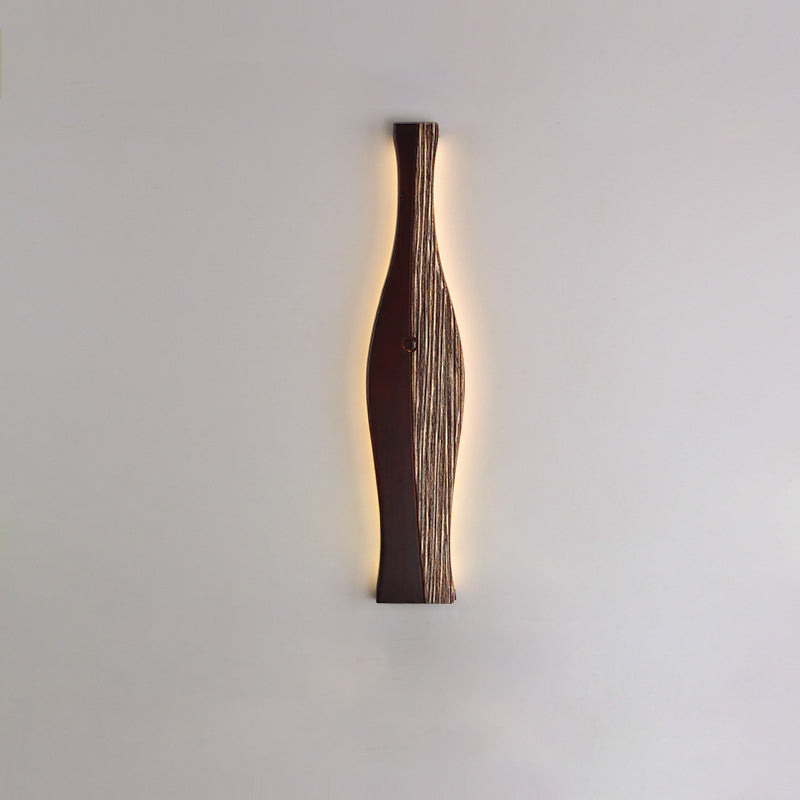 Traditional Japanese Vase Shape Wood Aluminum Silicone LED Wall Sconce Lamp For Living Room