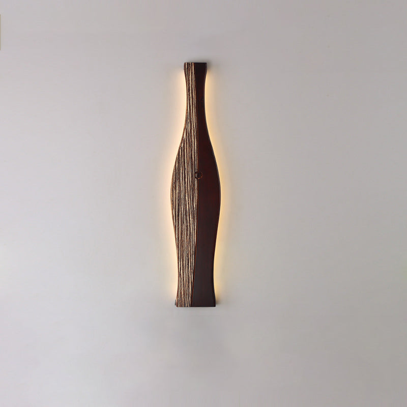 Traditional Japanese Vase Shape Wood Aluminum Silicone LED Wall Sconce Lamp For Living Room