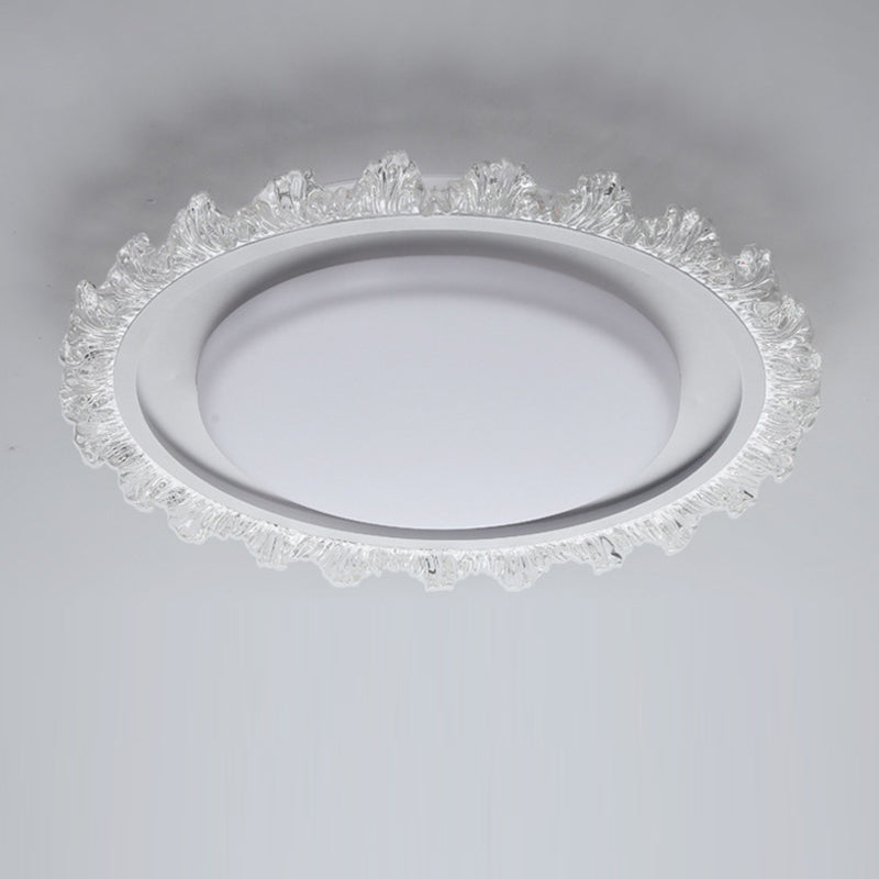 Modern Luxury Round Lace Iron Acrylic LED Flush Mount Ceiling Light For Bedroom