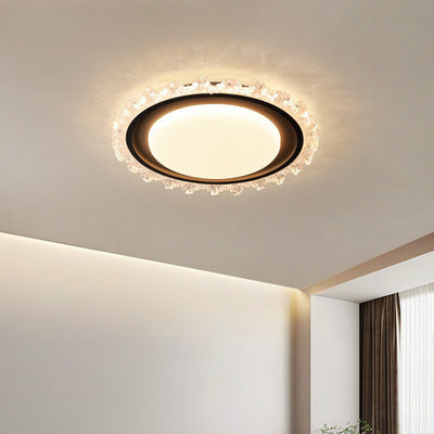 Modern Luxury Round Lace Iron Acrylic LED Flush Mount Ceiling Light For Bedroom