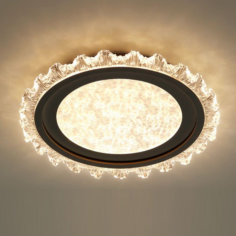 Modern Luxury Round Pattern Lace Iron Acrylic LED Flush Mount Ceiling Light For Living Room