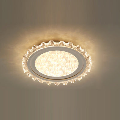 Modern Luxury Round Pattern Lace Iron Acrylic LED Flush Mount Ceiling Light For Living Room