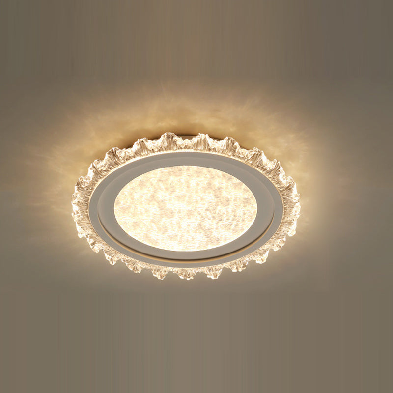 Modern Luxury Round Pattern Lace Iron Acrylic LED Flush Mount Ceiling Light For Living Room