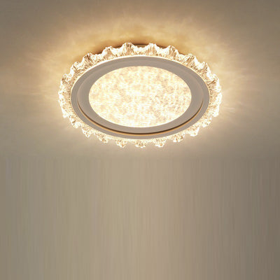 Modern Luxury Round Pattern Lace Iron Acrylic LED Flush Mount Ceiling Light For Living Room