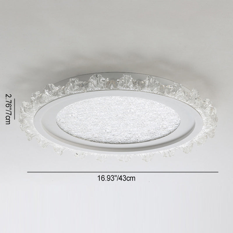 Modern Luxury Round Pattern Lace Iron Acrylic LED Flush Mount Ceiling Light For Living Room