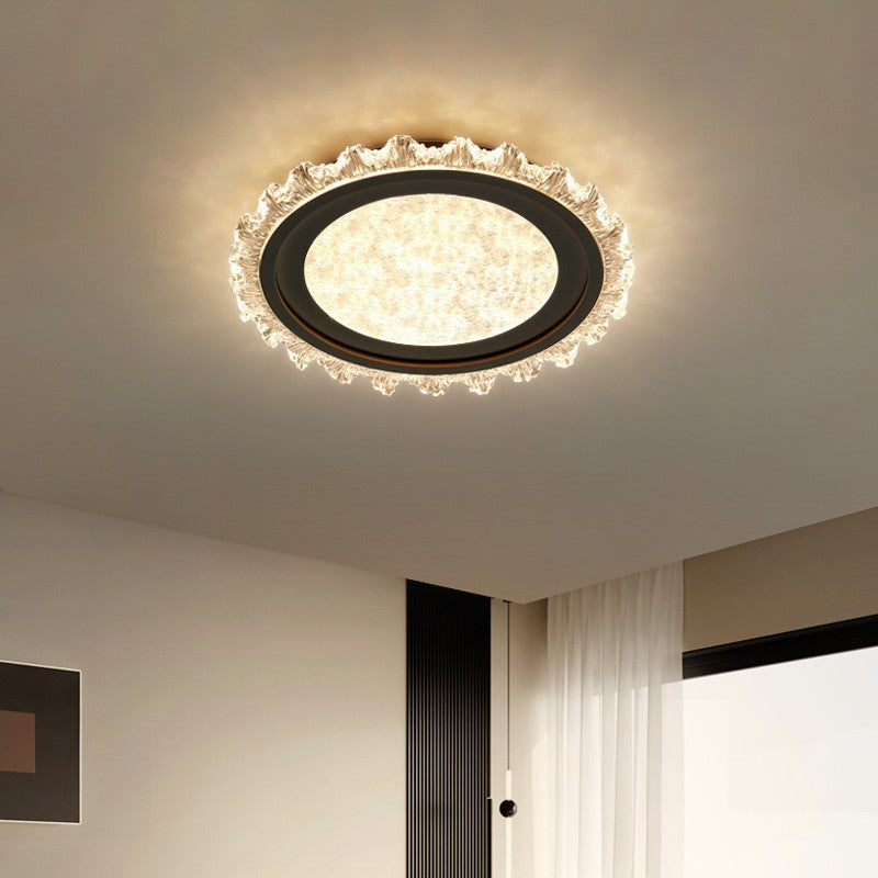 Modern Luxury Round Pattern Lace Iron Acrylic LED Flush Mount Ceiling Light For Living Room