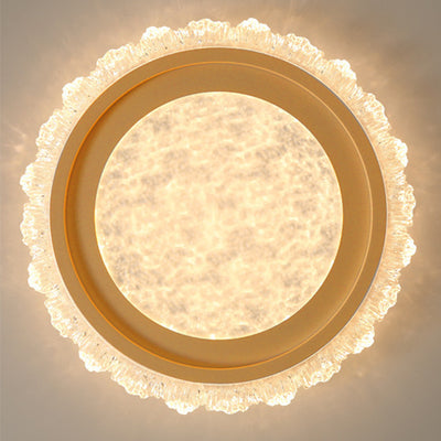 Modern Luxury Round Pattern Lace Iron Acrylic LED Flush Mount Ceiling Light For Living Room