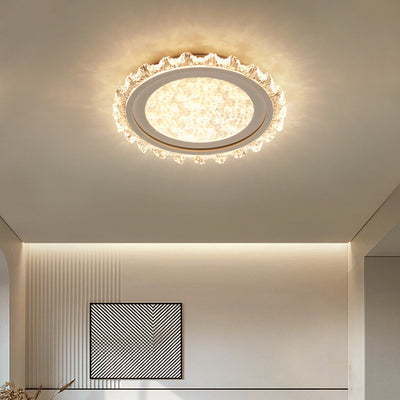 Modern Luxury Round Pattern Lace Iron Acrylic LED Flush Mount Ceiling Light For Living Room