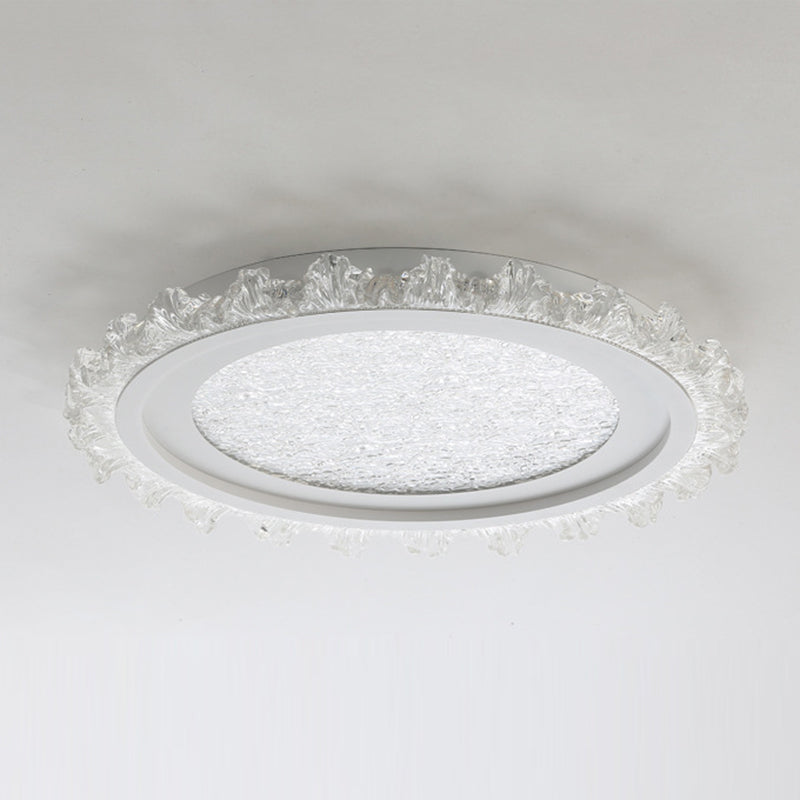 Modern Luxury Round Pattern Lace Iron Acrylic LED Flush Mount Ceiling Light For Living Room