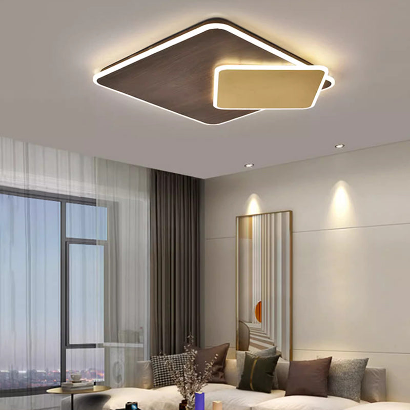 Modern Minimalist Square Hardware Acrylic LED Flush Mount Ceiling Light For Living Room