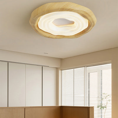 Modern Minimalist Cream Irregular Round Clouds Hardware Acrylic PE LED Flush Mount Ceiling Light For Bedroom