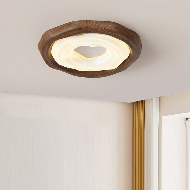 Modern Minimalist Cream Irregular Round Clouds Hardware Acrylic PE LED Flush Mount Ceiling Light For Bedroom