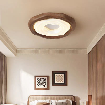 Modern Minimalist Cream Irregular Round Clouds Hardware Acrylic PE LED Flush Mount Ceiling Light For Bedroom