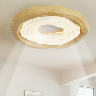 Modern Minimalist Cream Irregular Round Clouds Hardware Acrylic PE LED Flush Mount Ceiling Light For Bedroom