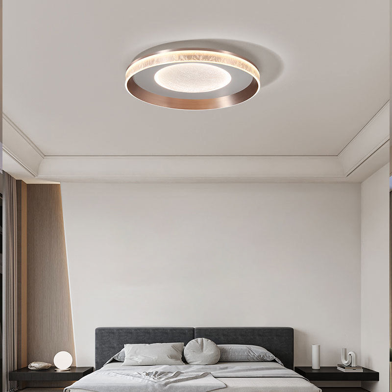 Modern Minimalist Concentric Circle Iron Aluminum Acrylic LED Flush Mount Ceiling Light For Bedroom