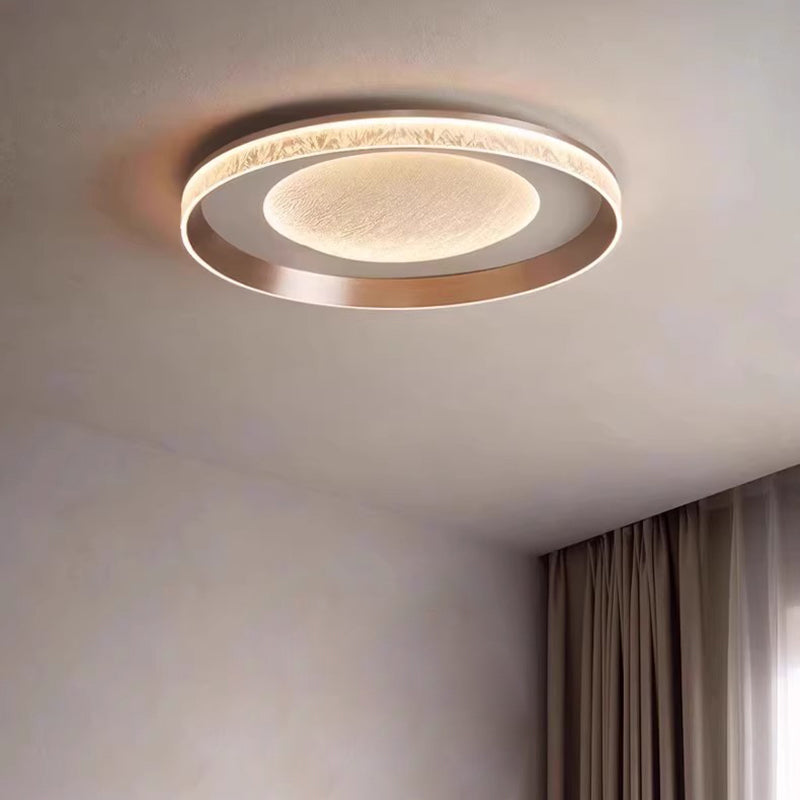 Modern Minimalist Concentric Circle Iron Aluminum Acrylic LED Flush Mount Ceiling Light For Bedroom