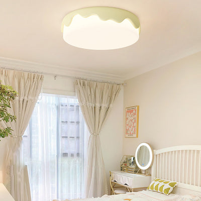 Contemporary Creative Round Cake Resin Acrylic LED Flush Mount Ceiling Light For Bedroom