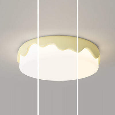 Contemporary Creative Round Cake Resin Acrylic LED Flush Mount Ceiling Light For Bedroom