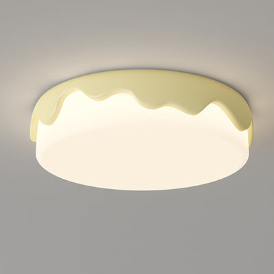 Contemporary Creative Round Cake Resin Acrylic LED Flush Mount Ceiling Light For Bedroom