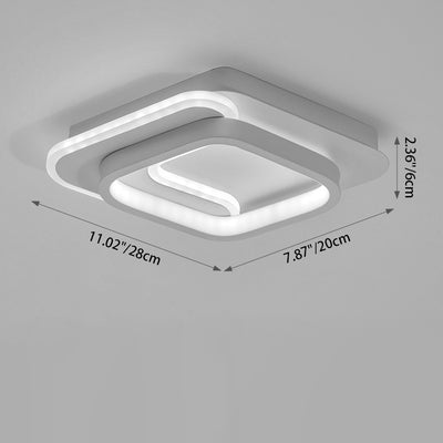 Modern Minimalist Square Round Diamond Iron Aluminum Acrylic Silicone LED Flush Mount Ceiling Light For Hallway