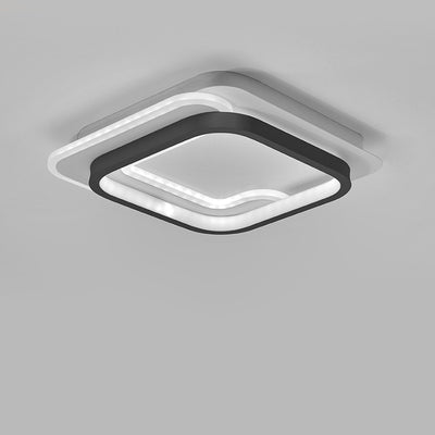 Modern Minimalist Square Round Diamond Iron Aluminum Acrylic Silicone LED Flush Mount Ceiling Light For Hallway