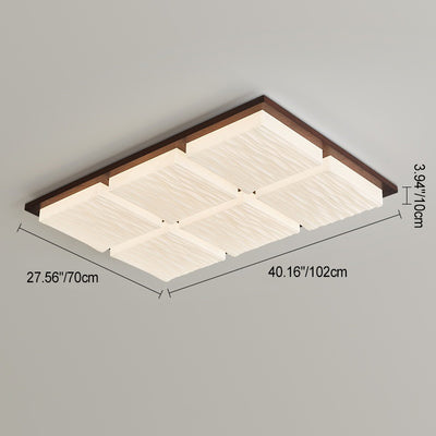 Modern Minimalist Square Rectangle Wood Acrylic LED Flush Mount Ceiling Light For Living Room