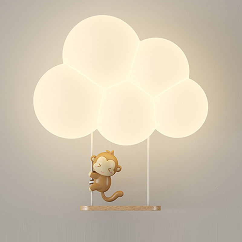 Modern Minimalist Round Cloud Shape Animal Iron PE Shade LED Wall Sconce Lamp For Bedroom