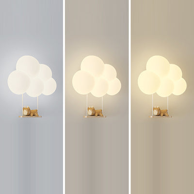 Modern Minimalist Round Cloud Shape Animal Iron PE Shade LED Wall Sconce Lamp For Bedroom