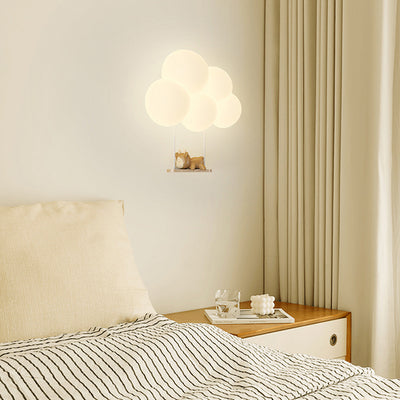 Modern Minimalist Round Cloud Shape Animal Iron PE Shade LED Wall Sconce Lamp For Bedroom