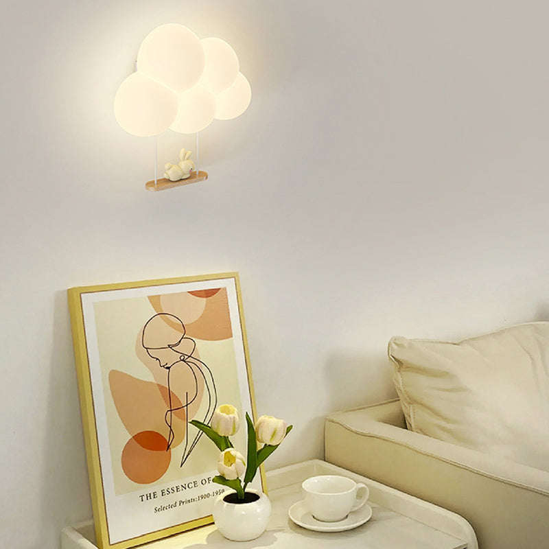 Modern Minimalist Round Cloud Shape Animal Iron PE Shade LED Wall Sconce Lamp For Bedroom