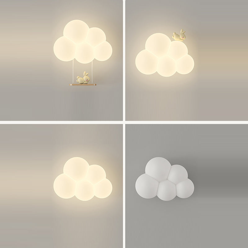 Modern Minimalist Round Cloud Shape Animal Iron PE Shade LED Wall Sconce Lamp For Bedroom