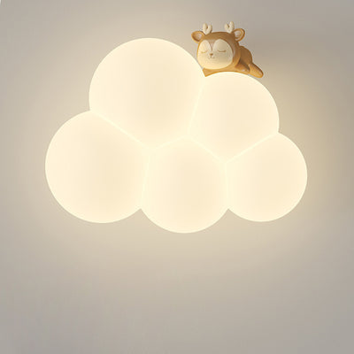 Modern Minimalist Round Cloud Shape Animal Iron PE Shade LED Wall Sconce Lamp For Bedroom